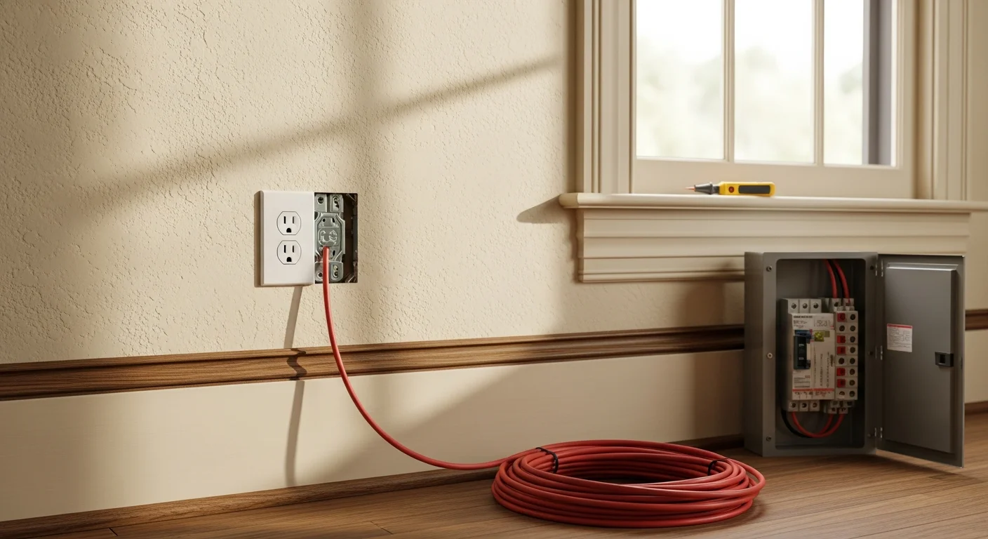 A licensed electrician installing a new GFCI outlet in a Metairie, LA home kitchen, with clean wall plate mounting and secure wiring connections visible. The finished outlet is flush-mounted and ready for safe everyday use in a residential setting.